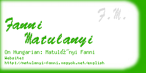 fanni matulanyi business card